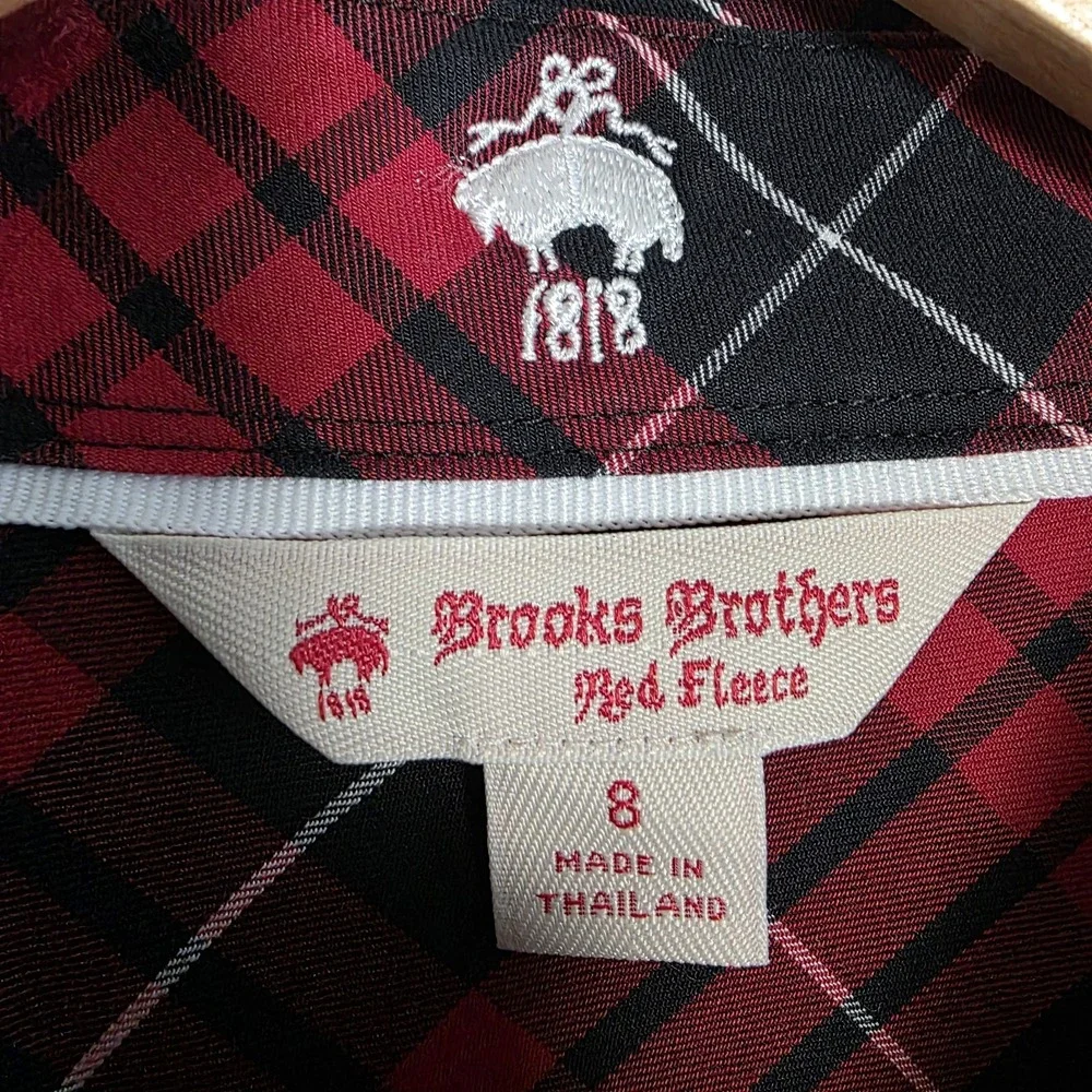 Brooks Brothers Plaid Shirt Dress 8 Red Black Tartan Preppy Academia Midi - Picture 7 of 9